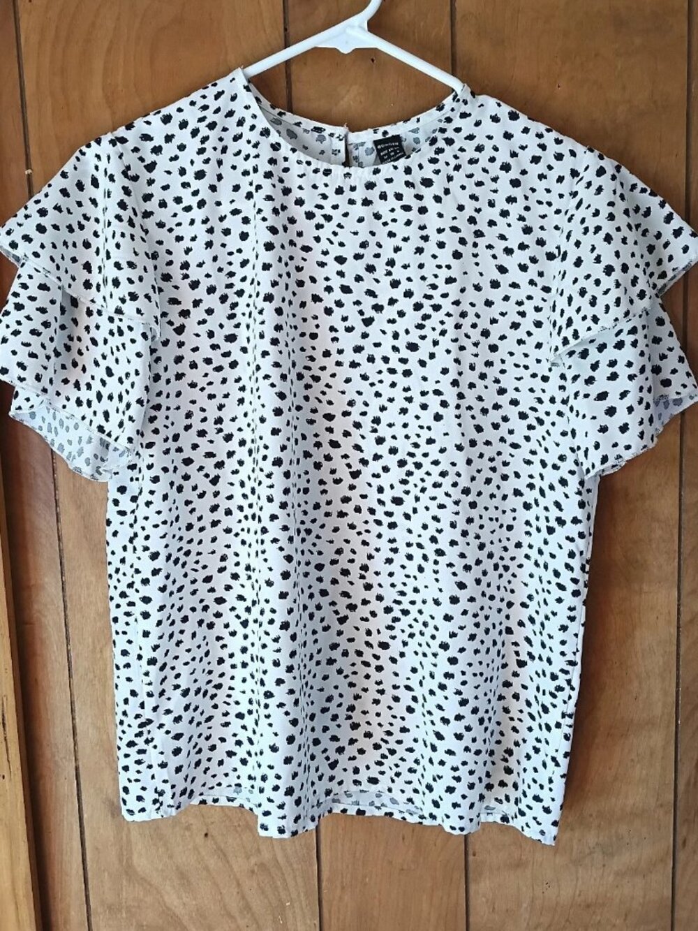 GOMORN Women’s Medium White Black Floral Short Sleeve Blouse Pullover Polyester